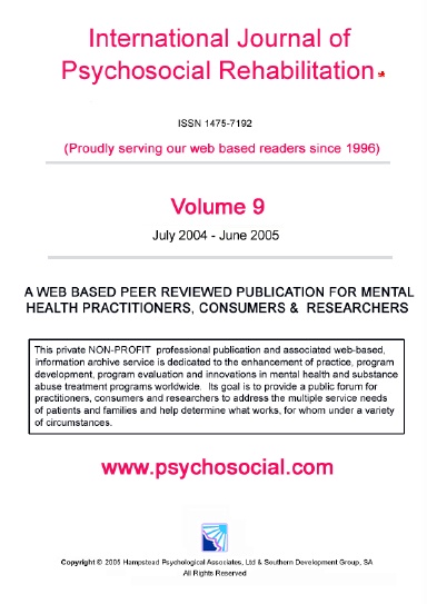 International Journal of Psychosocial Rehabilitation - Volume 9