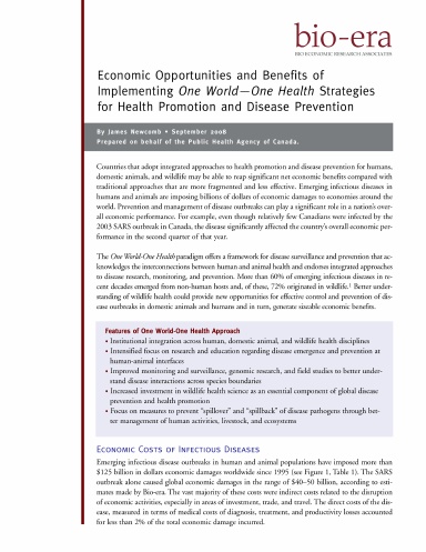 Economic Opportunities and Benefits of Implementing One World-One Health Strategies for Health Promotion and Disease Prevention
