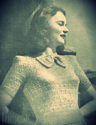 Bow Tie Blouse - A 1940s Vintage Knitting Pattern