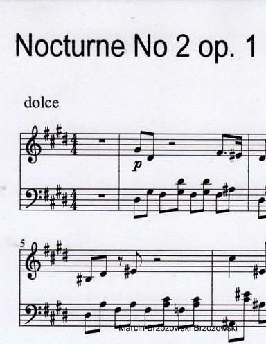 Nocturne No 2 .op 1  - Sheet Piano Score