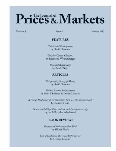 The Journal of Prices & Markets: Volume 1, Issue 1, Winter 2013