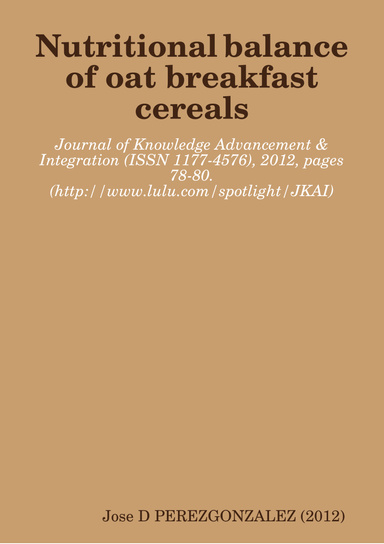 Nutritional balance of oat breakfast cereals