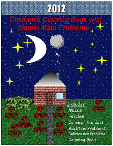 Children's Coloring Book with Simple Math Problems