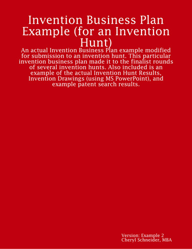 Invention Business Plan Example (for an Invention Hunt)