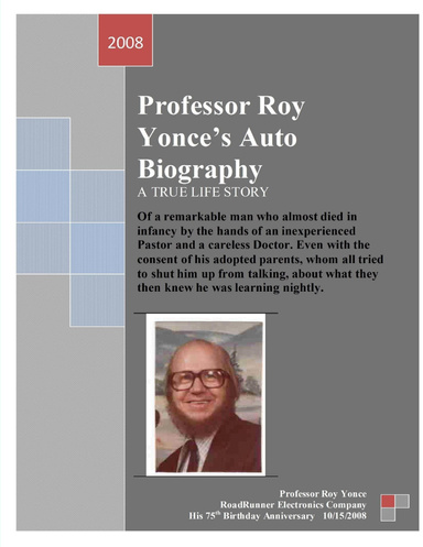 Professor Roy Yonce's Auto Biography