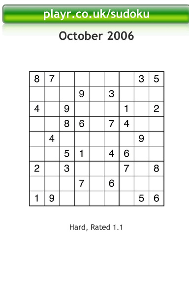 playr.co.uk/sudoku - October 2006