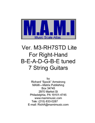 M.A.M.I. Musical Scale Atlas for Right-Hand B-E-A-D-G-B-E Tuned 7-String Guitars - Lite Version