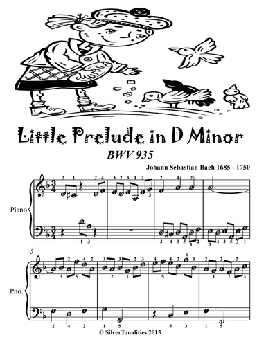 Little Prelude in D Minor BWV 935 Easiest Piano Sheet Music Tadpole Edition Pdf