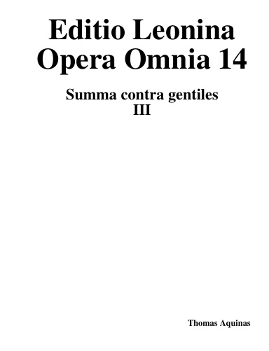 Aquinas: Opera omnia 14