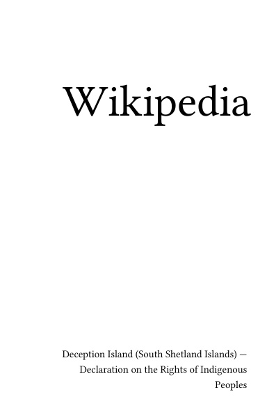 Volume 1909, Deception Island (South Shetland Islands) --- Declaration on the Rights of Indigenous Peoples