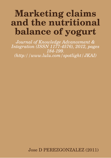 Marketing claims and the nutritional balance of yogurt