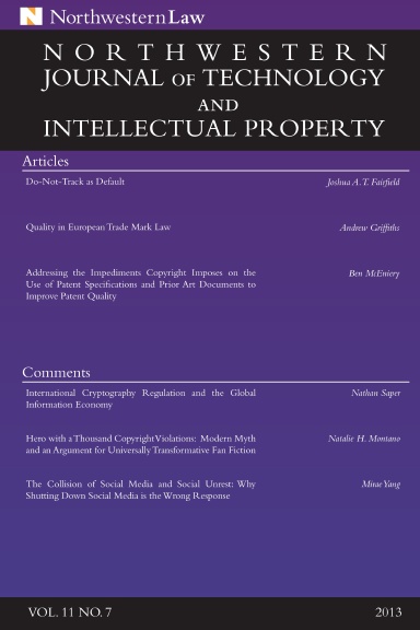 Northwestern Journal of Technology & Intellectual Property, Vol. 11.7
