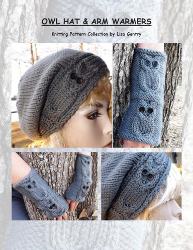 Owl Hat & Arm Warmers - Knitting Pattern