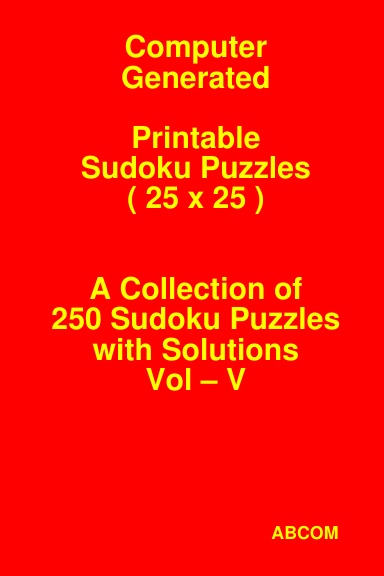 Printable Sudoku Puzzles 25x25 Vol - V