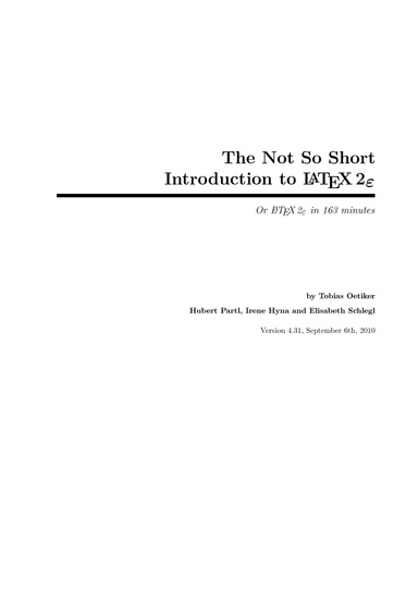 The Not So Short Introduction To LaTeX
