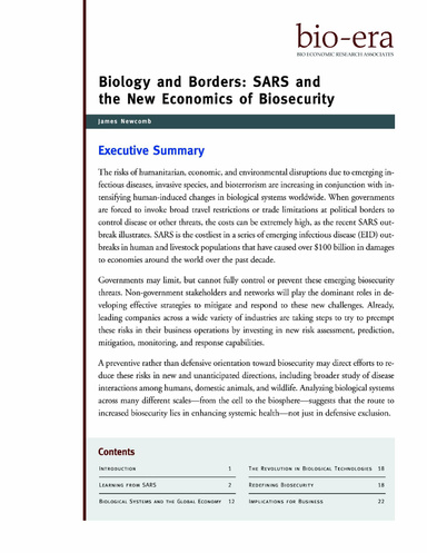 Biology and Borders: SARS and the New Economics of Biosecurity