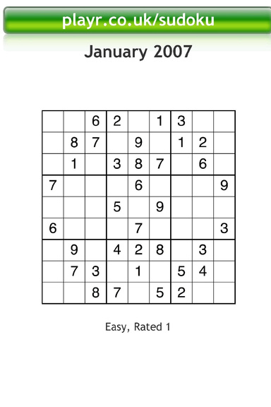 playr.co.uk/sudoku - January 2007