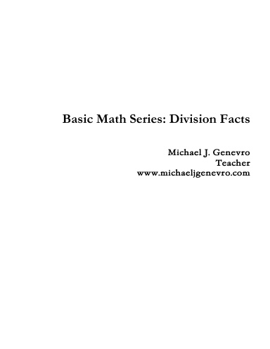 Basic Math Series: Division Facts