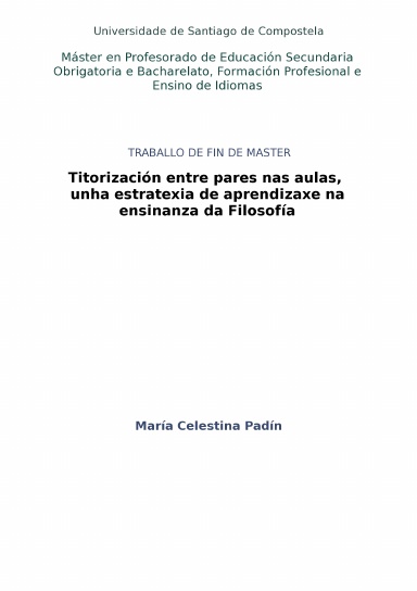 Titorización entre pares nas aulas, unha estratexia de aprendizaxe na ensinanza da Filosofía