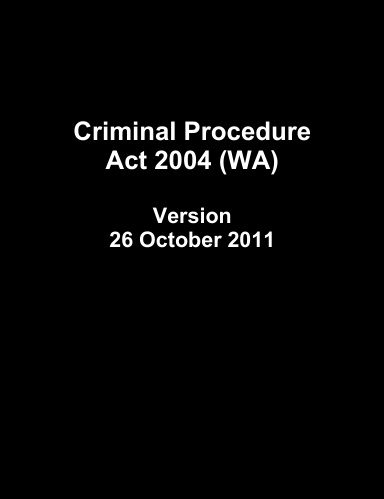 Criminal Procedure Act 2004 (WA)