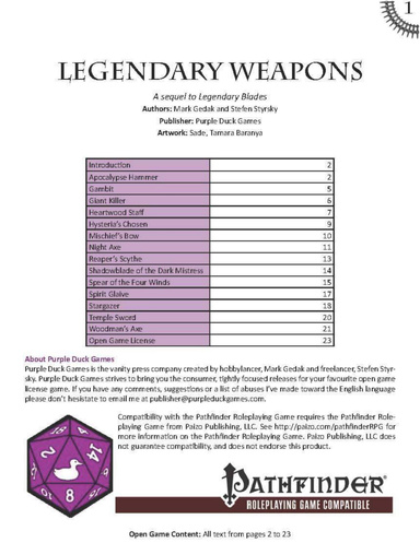 Legendary II: Legendary Weapons