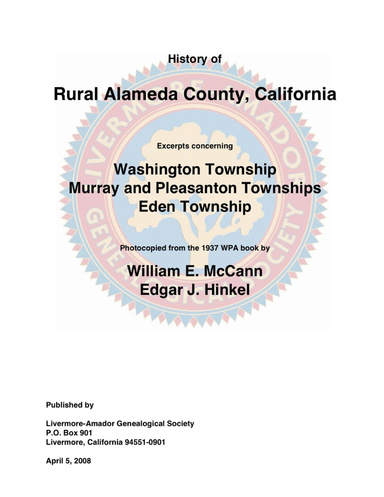 History of Rural Alameda County, California: Excerpts from a 1937 WPA Typescript