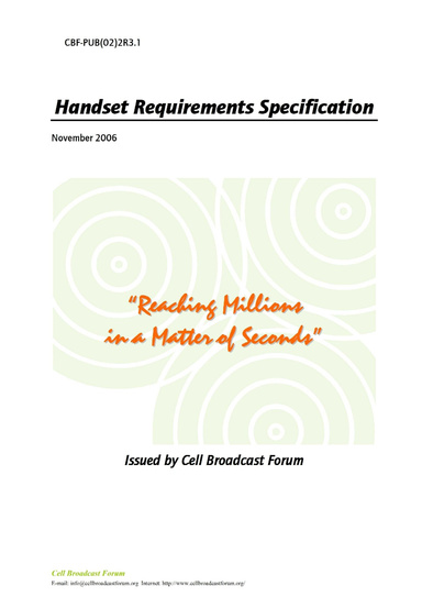 Handset Requirements Specification
