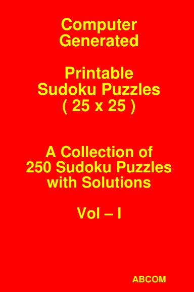 Printable Sudoku Puzzles 25x25 Vol - I
