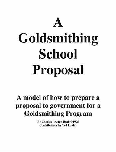 A Model Proposal for a Goldsmithing Program at a College or Technical School