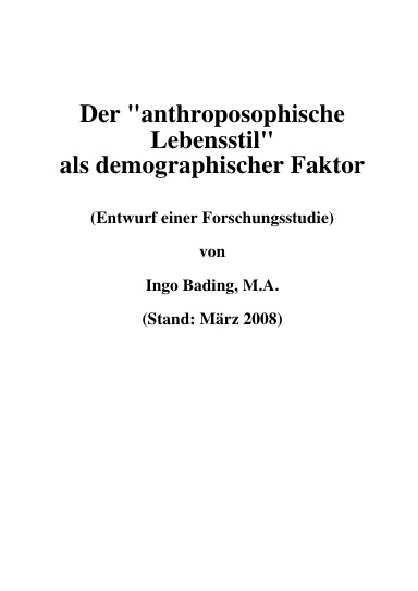 Der "anthroposophische Lebensstil" als demographischer Faktor