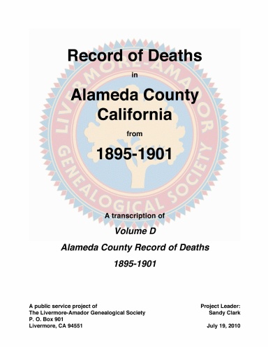 Record of Deaths in Alameda County, California, from 1895 to1901