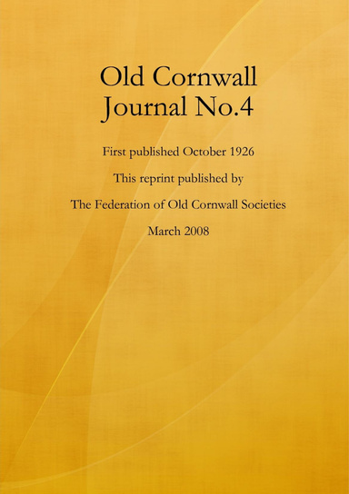 Old Cornwall Journal No.4