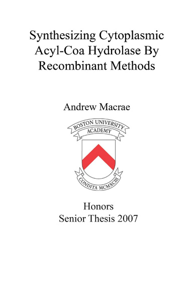 Synthesizing Cytoplasmic Acyl-Coa Hydrolase by recombinant methods