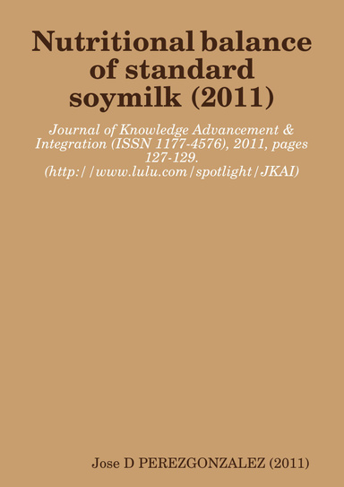 Nutritional balance of standard soymilk, 2011