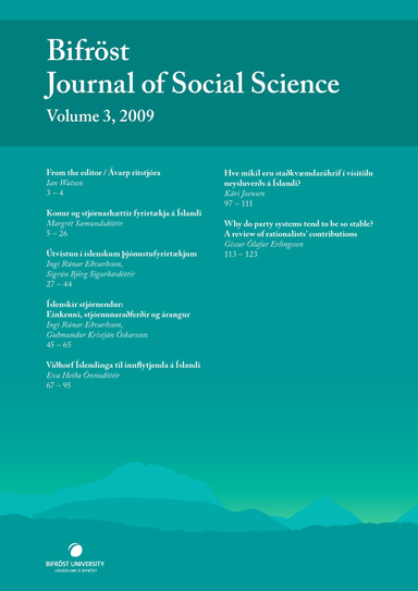 Bifröst Journal of Social Science 3 (2009)