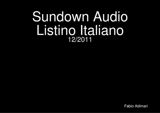 Sundown Audio Listino Italiano
