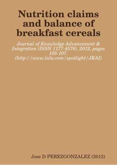 Nutrition claims and balance of breakfast cereals