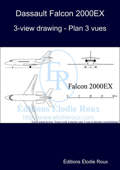 3-view drawing - Plan 3 vues - Dassault Falcon 2000EX