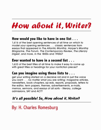 How about it, Writer?