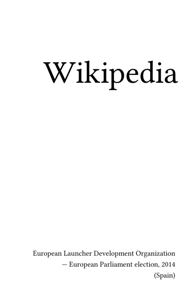 Volume 2281, European Launcher Development Organization --- European Parliament election, 2014 (Spain)