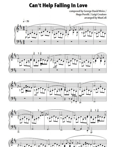 Contaminar muelle General Can't Help Falling In Love (piano music sheet)