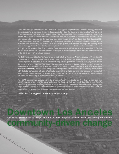 Sustainability Committee 2009 SDAT Grant Proposal