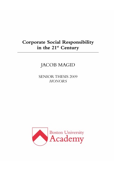 Corporate Social Responsibility in the 21st Century