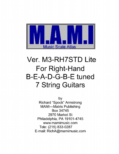 M.A.M.I. Musical Scale Atlas for Right-Hand B-E-A-D-G-B-E Tuned 7-String Guitars - Lite Version
