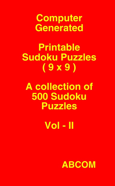 Printable Sudoku Puzzles 9x9  Vol - II