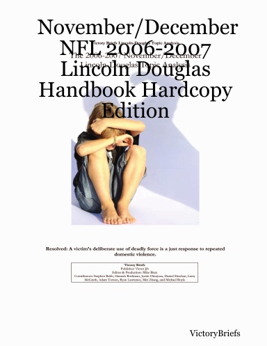 November/December NFL 2006-2007 Lincoln Douglas Handbook Hardcopy Edition