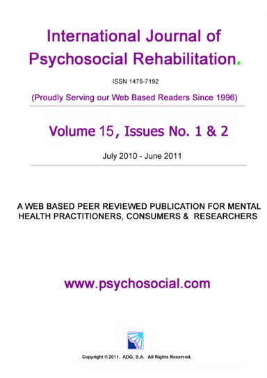 Int'l Journal of Psychosocial Rehabilitation Vol 15