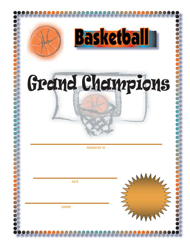 Basketball Award Certificates -- Printable and Downloadable Basketball Certificates of Award