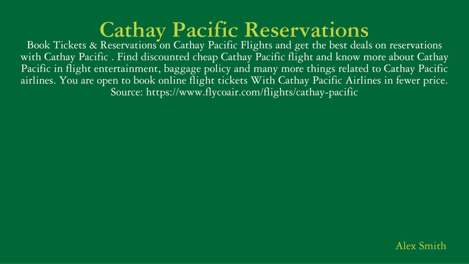 Cathay Pacific Reservations