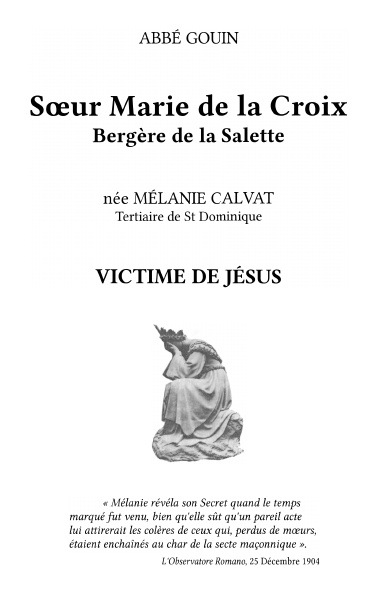 Soeur Marie de la Croix, bergère de la Salette